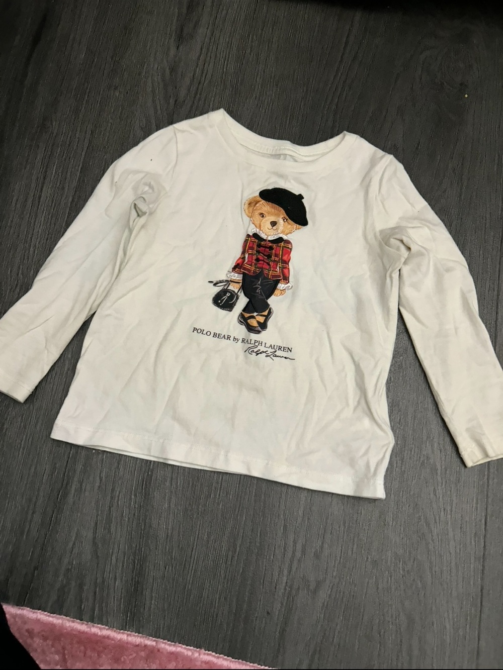 Polo by Ralph Lauren White Long-Sleeve Tee with Polo Bear Graphic